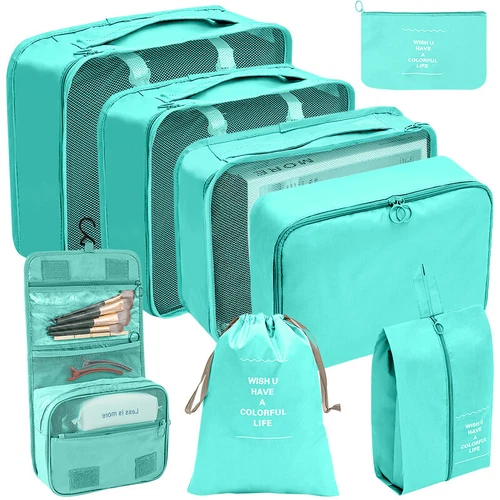 8-teiliges Reisegepäck Organizer Set Koffer Aufbewahrung Taschen Kleidung Packwürfel - Bild 4 von 29