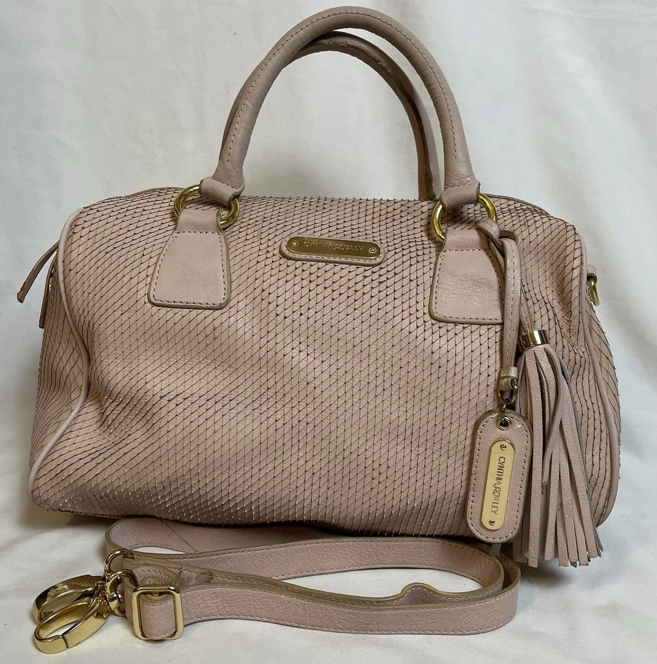 Bolso de Hombro Cynthia Rowley Cartera Cuero Melocotón Recortado Borla Mediana Carrera Foto 2 de 4