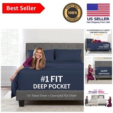 16 Extra Deep Pocket Queen Bed Sheet Set - 4 Pieces with Zipper Pillowcase