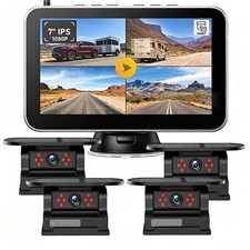 Solar Magnetic Wireless RV Backup Camera 1080P 7'' Monitor for Car Truck Camper