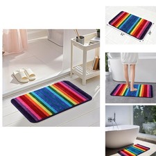NIENLCIP Colorful Rainbow Striped Non Slip Microfiber Bathroom Rug 20"x32"