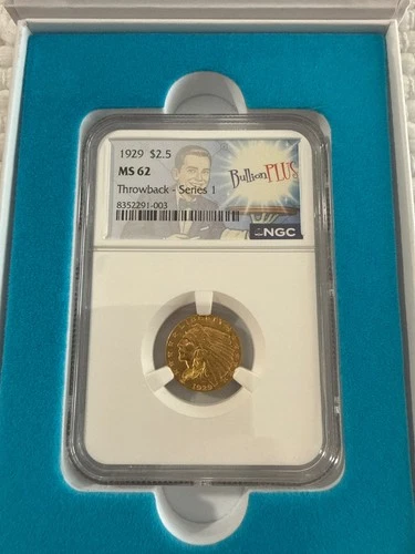 1929 $2.5 Indian Head Gold Coin NGC MS 62 - Uncirculated - GOLD 2.5 - CERTIFIED