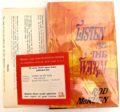 Listen to the Warm Rod McKuen 1967 1st PRINTING Vintage Book DJ REVIEW COPY!!