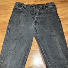 Vintage Levi's 501 Jeans USA Made Black Denim 100% Cotton Button Fly Red Tab W29