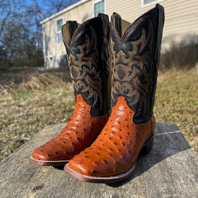 Ostrich Skin Cowboy Boots. Square Toe Cowboy Boots. Bota Vaquero De Avestruz.