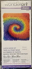 Wonderart Shaggy Rainbow Swirl Tie Dye Art Kit Latch hook Retro 12 x 12 New!