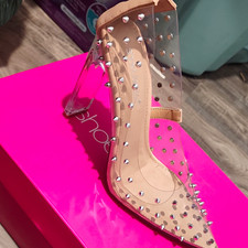 ShoeDazzle Clear Studded Spiked Pointed Toe S...