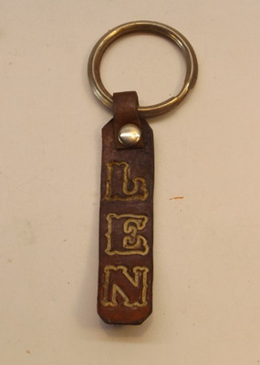 Personalized Leather Keychain, Engraving, Handcrafted ''LEN''