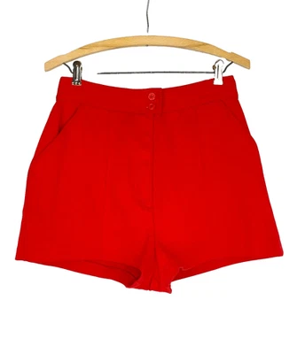 Vintage 1970s red high waist shorts BOBBIE BROOKS M cotton hot pants pockets - Photo 1/4