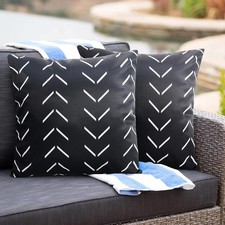 Outdoor Waterproof Throw Pillow Covers 18x18 Inch Black  White Decorative Boho