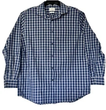 Ryan Seacrest Distinction Men's Dress Shirt Slim Fit Non-Iron Size 17 1/2 Blue