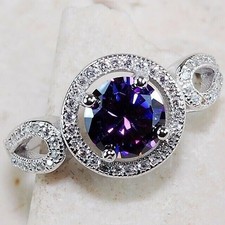 3CT Amethyst  Topaz 925 Solid Sterling Silver Ring Sz 6 UB4-7