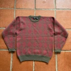 Vintage Brooks Brothers Wool Fair Isle Knit Sweater Sz Large Mens Red Green
