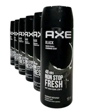 6 Pack Axe Spray BLACK Deodorant Body Protection Frozen Pear 150ml. Free shippin