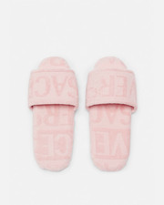 Versace All Over Pink 100 Cotton Jacquard Slippers M Authentic