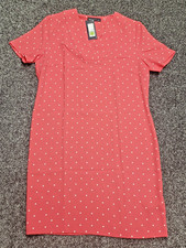 Marks Spencer Shift Dress Women UK 12 Pink Polka Dot Short Sleeve V Neck