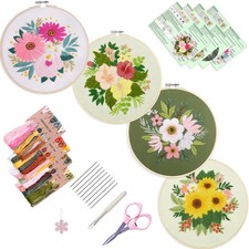4 Sets Embroidery Set for Beginners, Art Craft, Easy Sewing Embroidery Kit In...