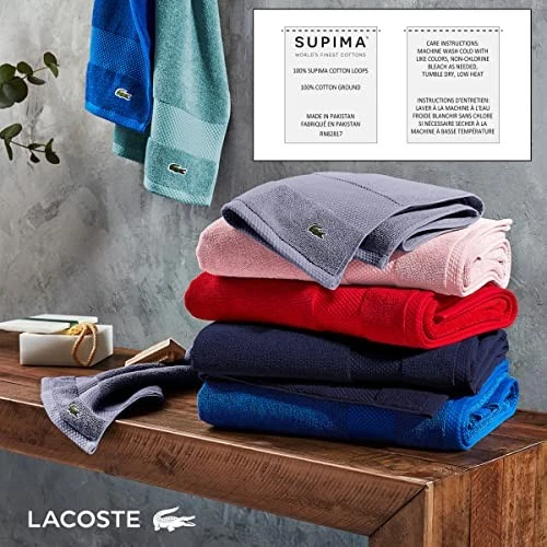 Lacoste Heritage Supima Cotton Hand Towel, Aloe, 16" x 30" - Image 4 of 4