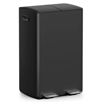 MVM Kücheneimer 60L Dual Mülleimer 2 x 30L Edelstahl Treteimer doppelt