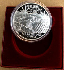 1995 Austria 500 Schilling Silver Proof Coin: Austrian Hill Country/Farm Couple