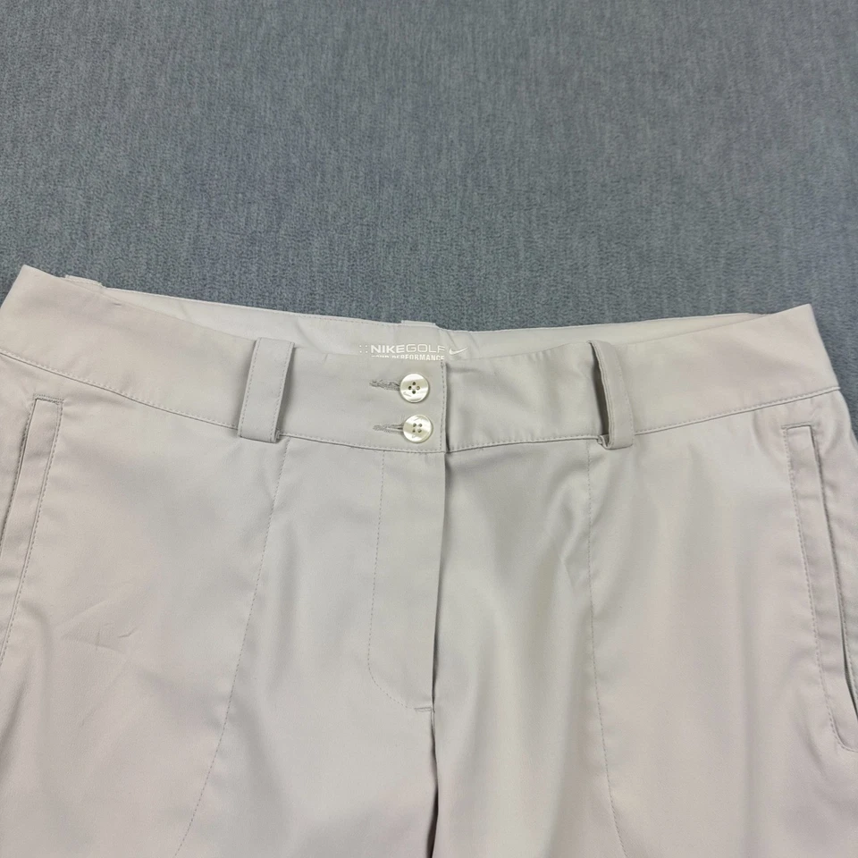 Pantalones Cortos de Golf Nike Para Mujer 10 Beige Dri Fit Tour Performance 12" Elastizados Carga Foto 2 de 4