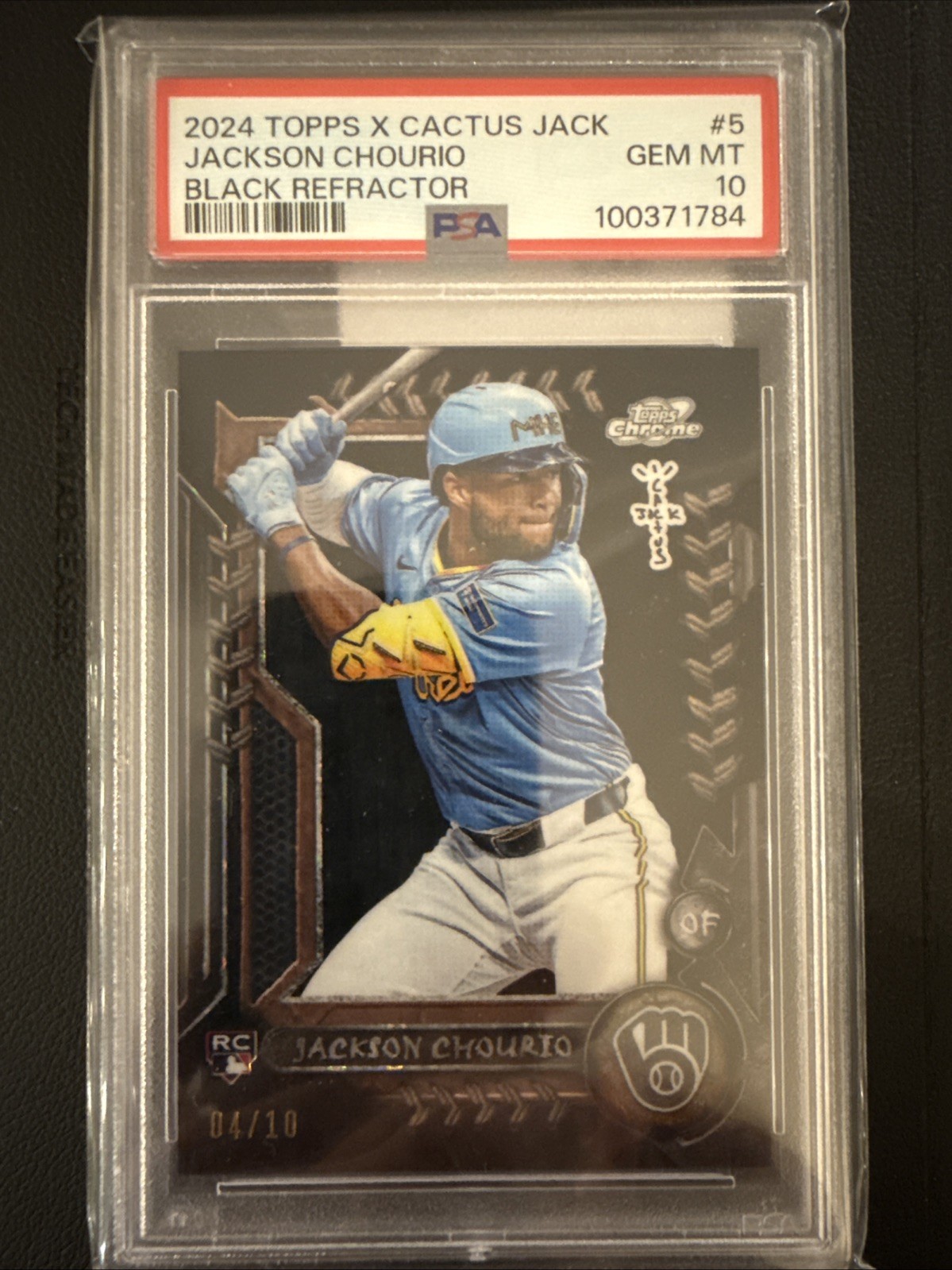 2024 Topps Cosmic Chrome x Cactus Jack Jackson Chourio Black Refractor RC PSA 10