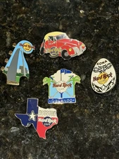 Hard Rock Cafe Pin Lot Of 5 Collectible Pins Various Designs See Photos