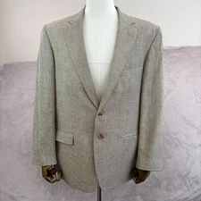 ORVIS Tattersall Sport Coat Classic Jacket Blazer Men 42R in Natural 100% Silk