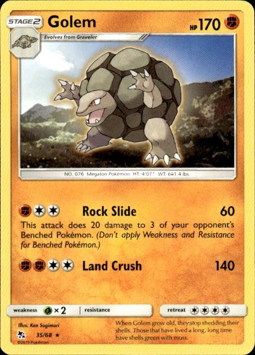 Pokemon Golem Hidden Fates 35/68 Light Play LP+ or Better