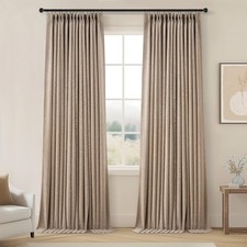 Pinch Pleat 100% Blackout Curtains 84 Inch 40"W x 84"L (Pack of 2) Dark Flax