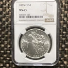 1885-O Morgan Silver Dollar $1 New Orleans NGC MS63 0.9 Fine Silver Coin