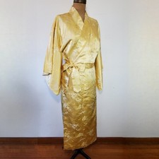Kimono Size XL Yurata Robe Vintage Made in Japan 100 Silk Lined Gold Embroider