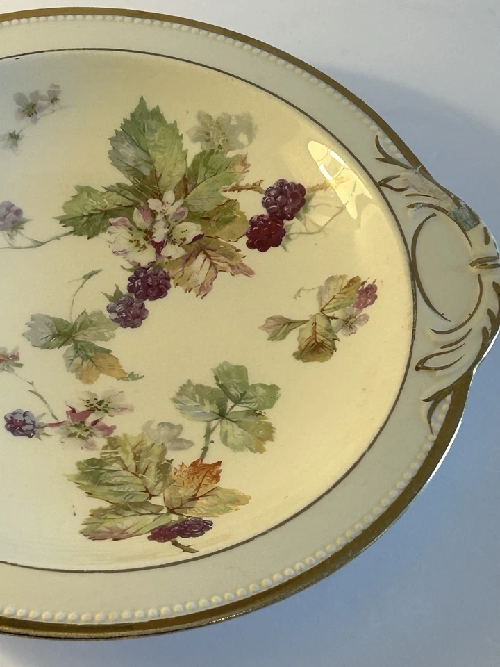 Thomas Sevres Cuenco para Servir Rosas Amarillas Firmado por Artista 11" Diámetro Borde Dorado Foto 4 de 4