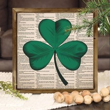 Nostalgic St Patricks Day Decor Wooden Plaque Dictionary Shamrock Accent Sign