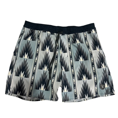 ROARK Mens Large 33  5 Inseam Aztec Print Shorey Tremor 16" Logo Swim Trunks