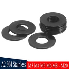 Black A2 304 Stainless Steel Flat Washer Form A DIN 125 M3 M4 M5 M6 M8 - M20