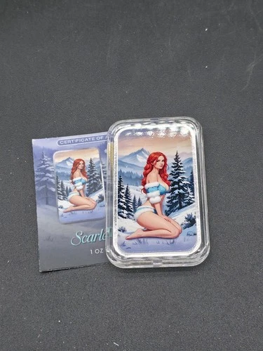 Bullion Baddies Series III Scarlett Snow Colorized 1 oz Silver Bar with COA
