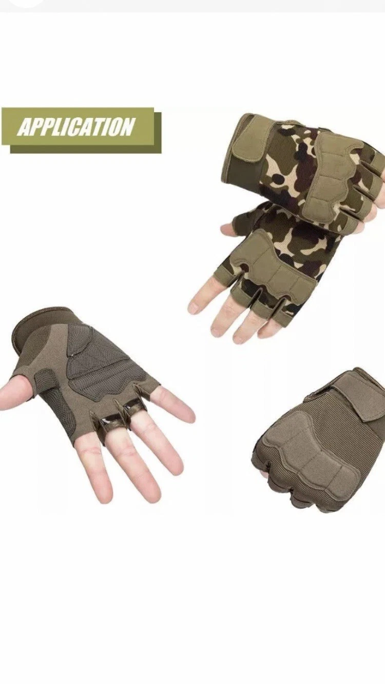 HYCOPROT Fingerless Tactical Gloves, Knuckle Protective Medium Black - New! image 2