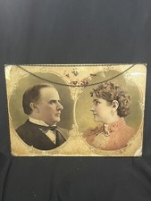 1896 President McKinley & Wife Reverse Print on Glass GH Buek & Co. Chain Frame