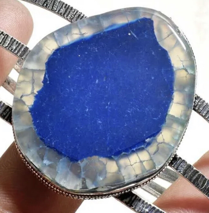 Blue Azule Solar Agate Gemstone Ethnic Handmade Adjustable Bangle 40 ...