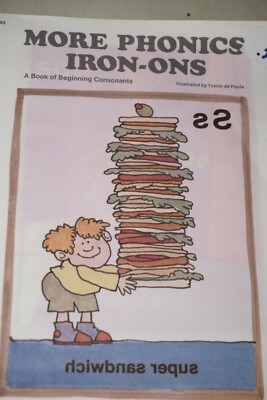VTG  SCHOLASTIC PHONICS IRON-ONS  HOME SCHOOL BEGINNING CONSONANTS QUILT BOOK