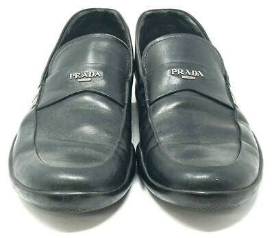 PRADA Milano 4D2008 Black Leather Driver Loafers Size US  display picture 1
