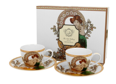DUO ART GALLERY 2er-Set Espressotassen 90 ml TOPAZ mit Untertassen, New Bone ...