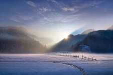 Landscape nature photography winter sunset mountains Custom Gaming Mat Desk