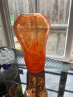 Vintage Studio Art Glass Orange Spotted Vase