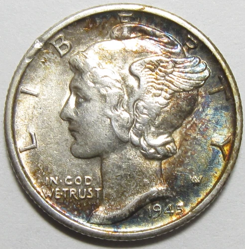 Uncirculated 1945-S Mercury Dime - Toning - #11212-11