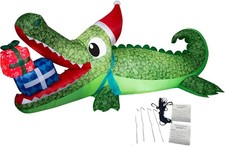 New Christmas Inflatable Alligator Yard Decoration 9ft LED Lights Easy Setup
