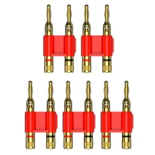 Gold Plated Copper Dual Screw Banana Plug Connectors Red 4mm Plugs