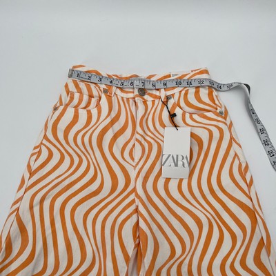 zara orange and white jeans