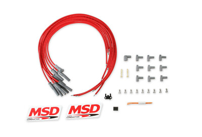 MSD 31189 Spark Plug Wires Spiral Core 8.5mm Red 180 Deg Boots Universal V8 Set